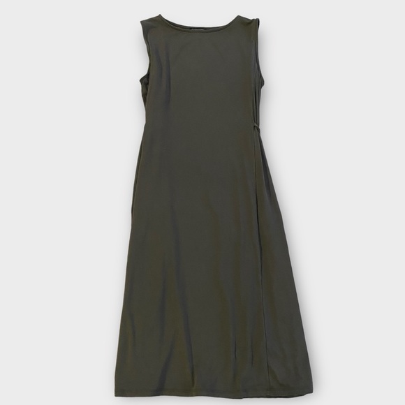 Eileen Fisher Women’s Dress Medium Fine Jersey Midi Minimalist Designer Neutral - Picture 1 of 10